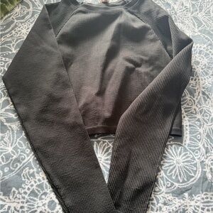 Aerie offline Black Textured Long Sleeve Top